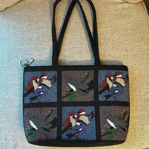 VINTAGE beaded bird ladies Bag